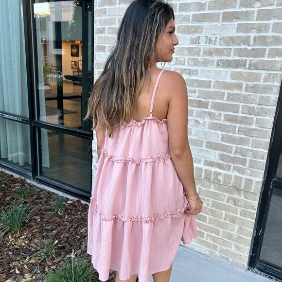 Ruffle tiered mini dress in mauve - Picture 5 of 5